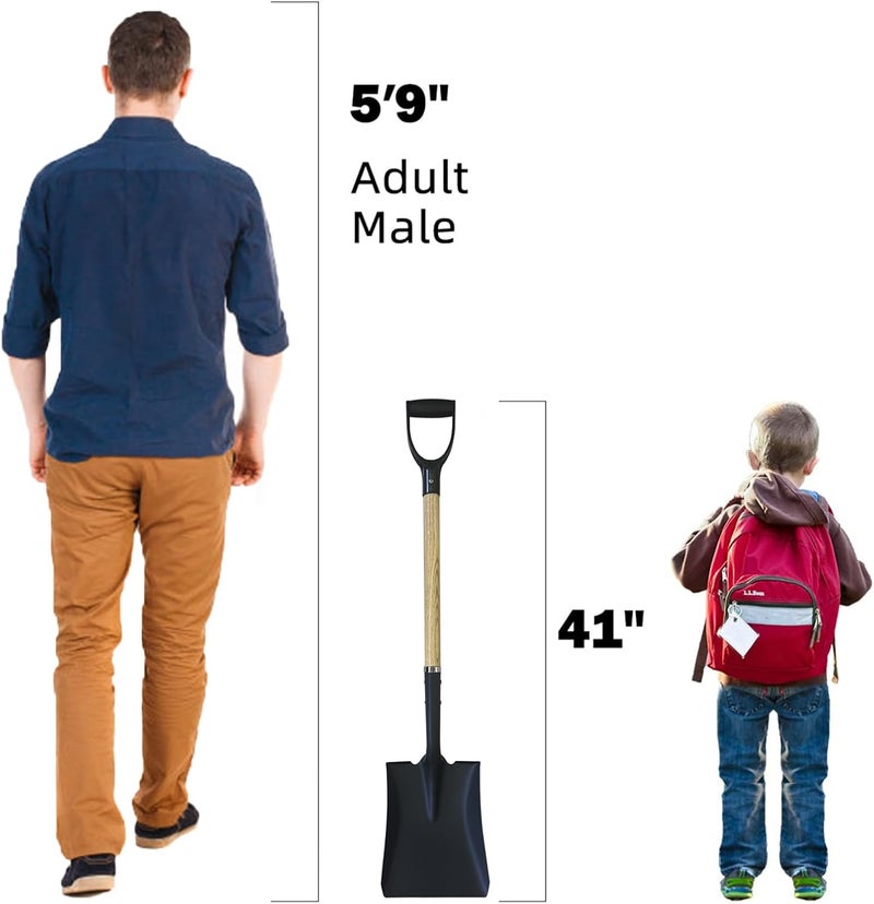 FORCOLID Flat Shovel, Square Shovel for Transfer Snow, 41 inch Long, Durable D Grip, for Farming, Outdoor Works, Gardening, Landscape Works - Image 5